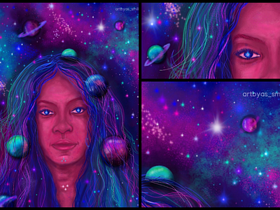 I'm the Universe. digital painting galaxy woman