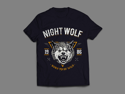 Night Wolf t-shirt design animals digital art graphic design illustration t shirt t shirt design vintage art wild animals