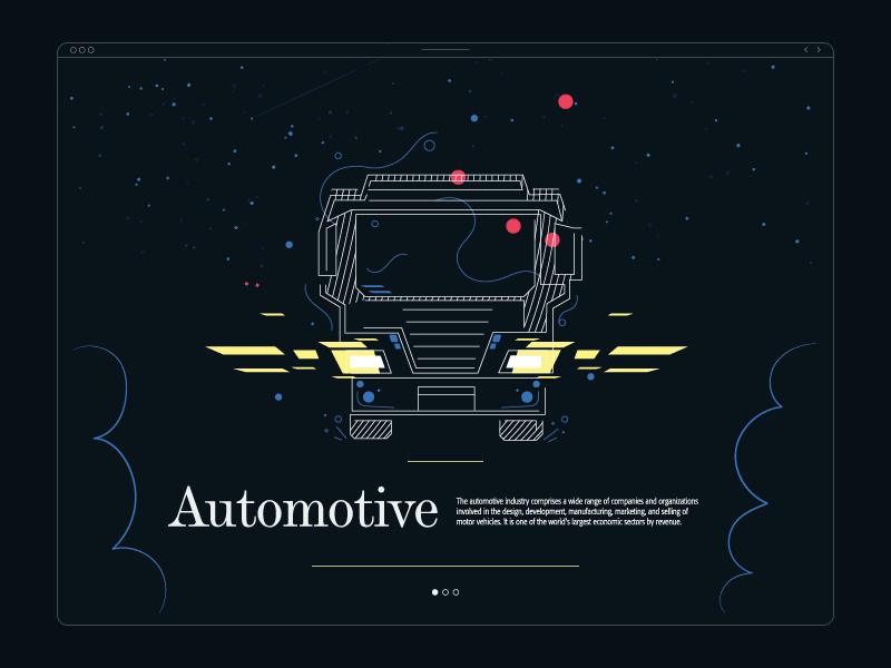 Automotive industry automotive child cover design display illustration industry interface kid lights line lineart night screen stars truck vector vysehrad web website