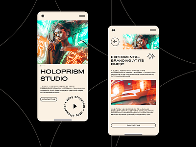 Holoprism Studio mobile agency branding design experience fashion glitch interface mobile modern neon photo photography responsive studio typography ui user ux web website