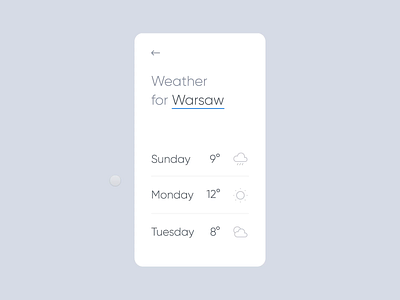 Weather App - PoC Interactions animation app clean cloud forecast icon interaction light lottie lottie animation minimalistic mobile monday motion protopie pure rain sun sunday weather