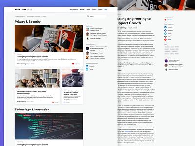 Anonyome Blog Design art article article design blog blog article blog design blog homepage blog post blog theme blogging branding design homepage identity typography ui uiux ux uxdesign web