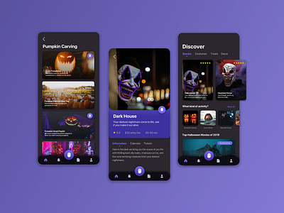 Halloween Activity App app design halloween home screen spooky tab bar ui uiux