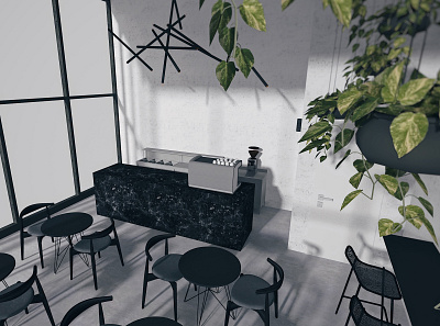 Coffee shop 3d architecture coffee coffeeshop interior render sketchup