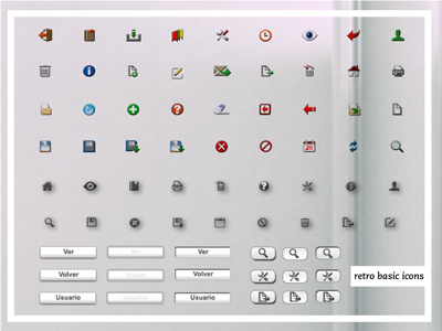 Retro Basic Icons app button icon retro web