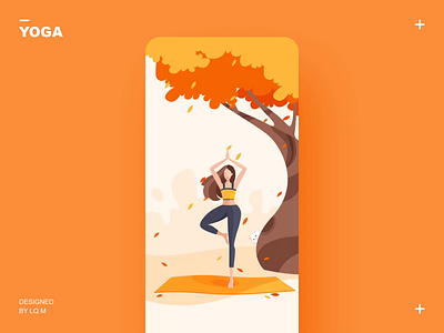 Guide Pages For Yoga App animation app autumn bird butterfly cat fall falling girl guide page illustration leaves photoshop principle sport tree yoga