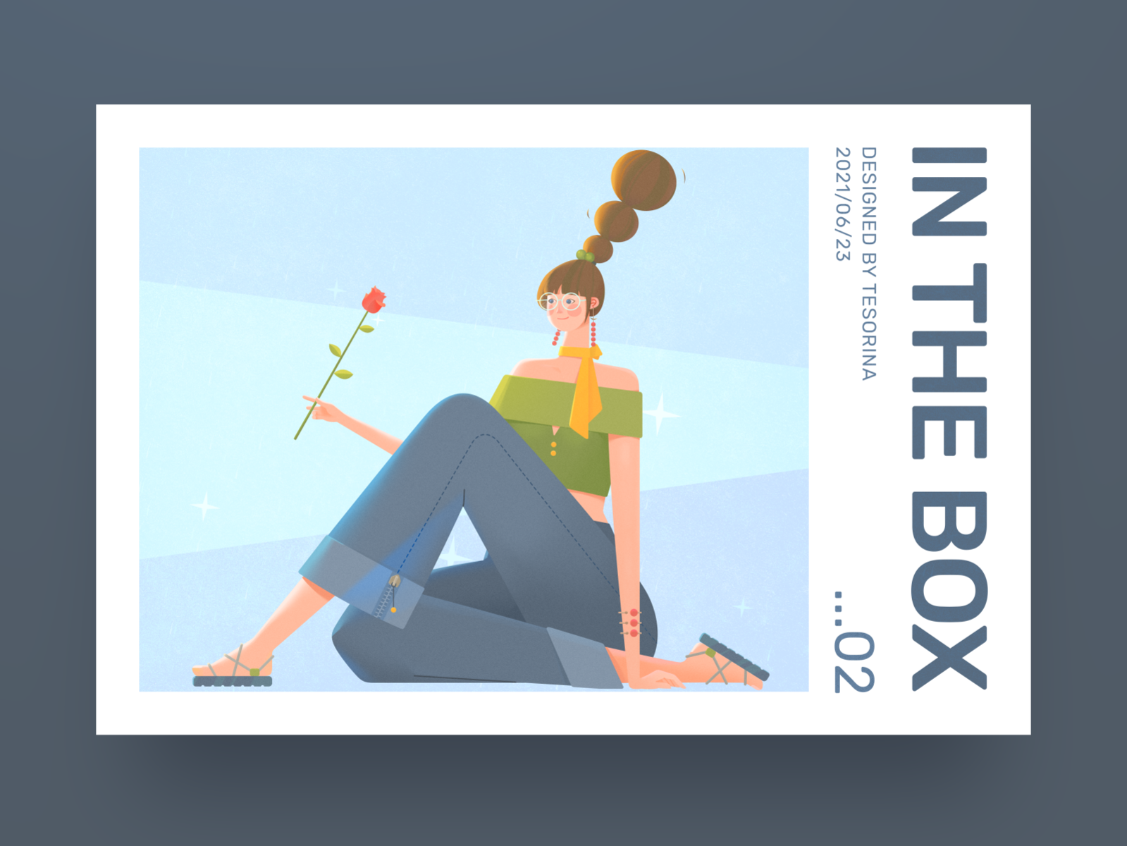 In The Box 2- Girl With Rose box design geometric girl illustration photoshop rest rose sit tesorina triangle 马阿柴