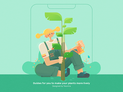 Guide Page For A Gardening App 1 app character design garden girl green guide page illustration photoshop plant radesign rdd tesorina ui 马阿柴