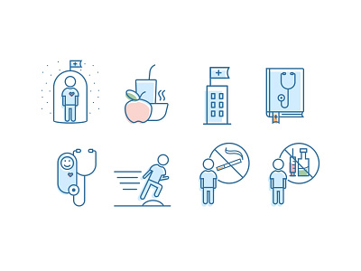 Healthcare Iconset care child eco food health healthy immunity light man medical move sport