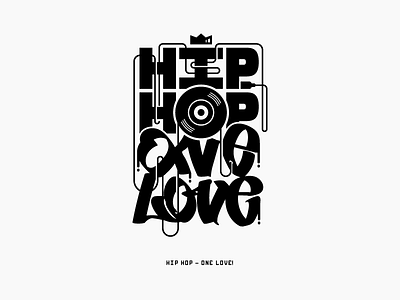 Hip Hop – One Love! flat hiphop illustration letters logo logotype love music sign tag type typography