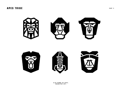 Apes Tribe. animal ape character face graphics icon logo logotype monkey portrait tribe