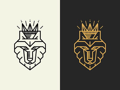 Wolf The King animal character gold icon illustration king logo logotype luxury outline sign wolf