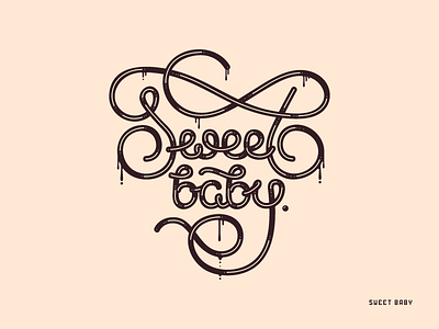 Sweet baby. calligraphy drips girly letters logo sweet tag type typography