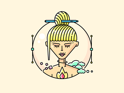 Selfie ^-^ avatar character designer flat girly icon illustration outline portrait self