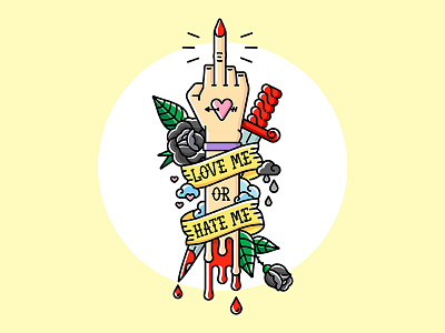 Love me or hate me ;) art colors emotion flat hand icon illustration line love outline roses tattoo