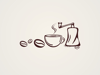 Coffee set bean coffee cup illustration line set store