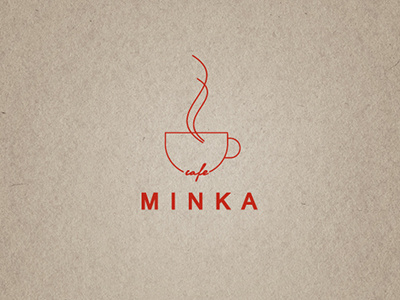 Cafe MINKA cafe logo paper red