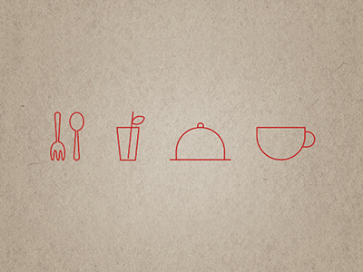 Icons for menu cafe icon menu paper red set