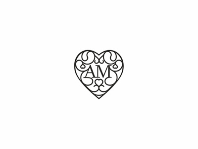 Wedding monogram couple heart logo love monogram sign wedding