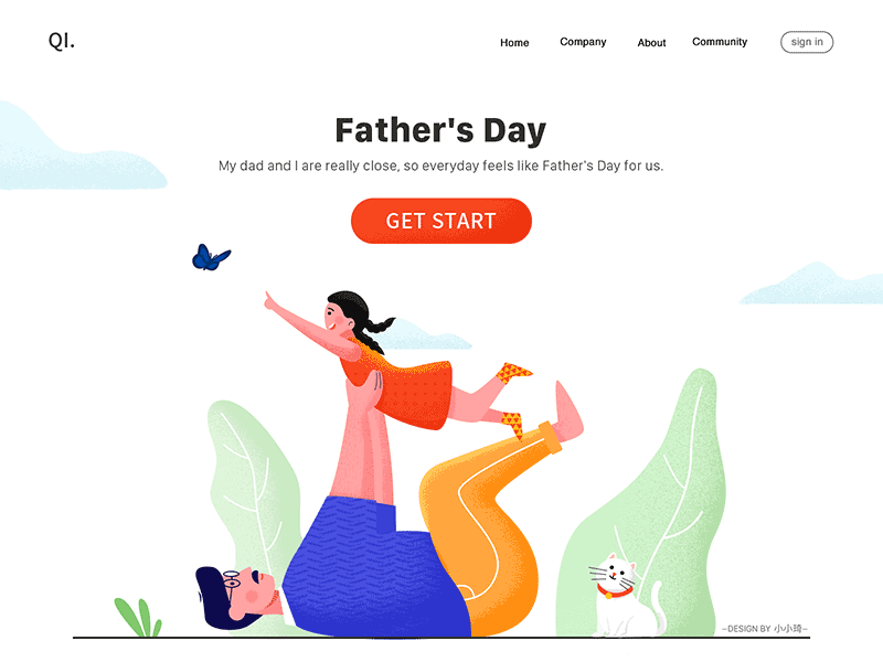 Father's Day baby butterfly character father fathers day illustration ui web