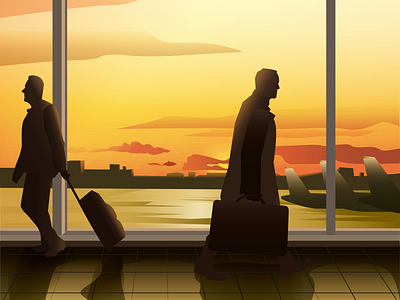 Golden hour at the airport airport goldenhour illustration sunset