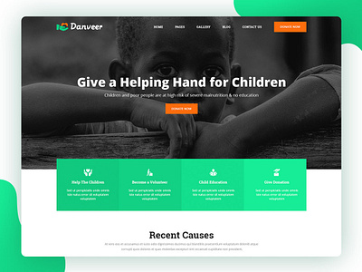 Danveer | Charity & Fund Raising Responsive HTML5 Template design flat psd template templates coder typography ui ux web website