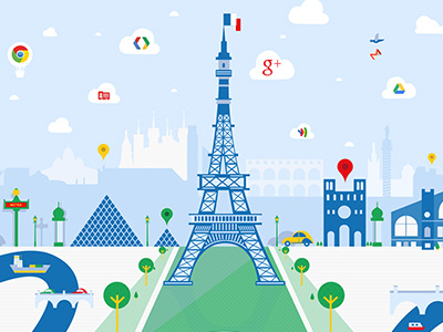 Google France Illustration animation chrome colour flat gif gmail google illustrator location plus search vector