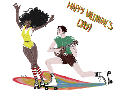Valentines day art digital drawing happy illustration love man roller smile valentinesday woman