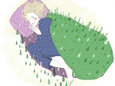 Sleep art drawing girl illustration