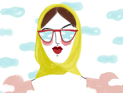 Glasses art design digital drawing girl illustration woman