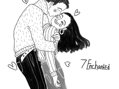 Day 7: Enchanted art boy digital drawing enchanted girl illustration inktober inktober2019 kiss love smile ukraine