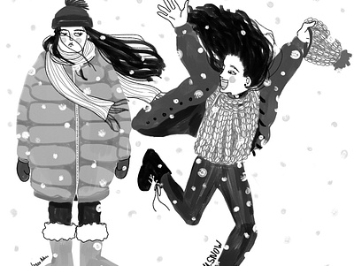 Day 11: Snow art digital drawing girls happy illustration inktober inktober2019 smile snow