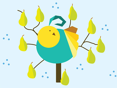 Partridge in a Pear Tree 12 days bird blue christmas green illustration partridge pear vector yellow