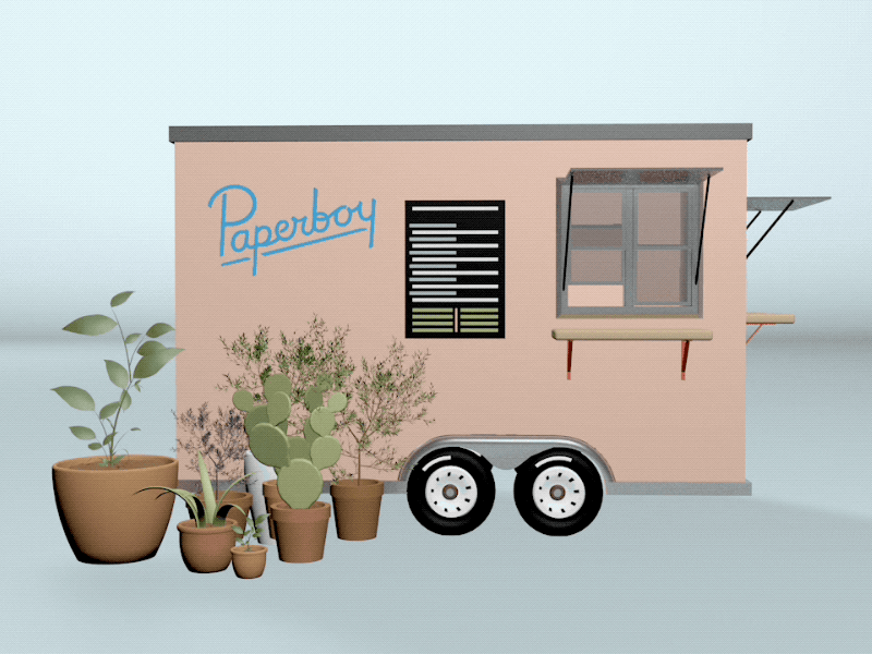 Paper Boy food truck gif motion graphics c4d cinema 4d austin 3d animation