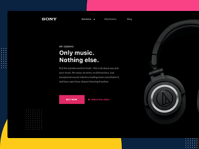 Headphone Landpage black dailyui headphone sony webdesign