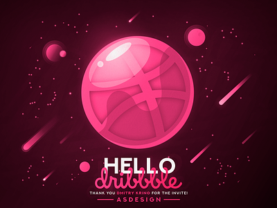 Hello Dribbble debuts design first shot hello dribble illustration illustrator photoshop space
