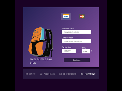 Credit card payment checkout page