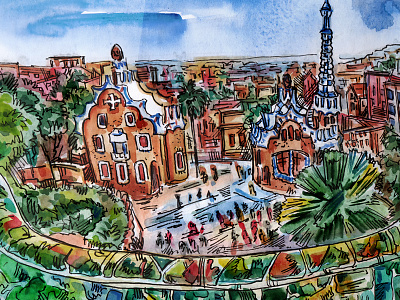 Barcelona illustration sketch watercolor