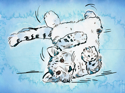 Snow leopard art design illustration sketch vector watercolor