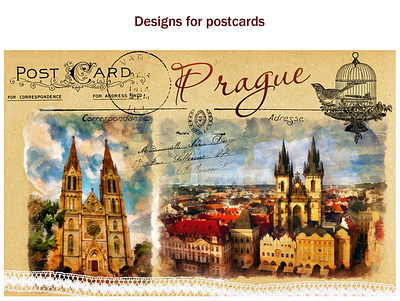Prague art branding collage design illustration prague sketch vintage