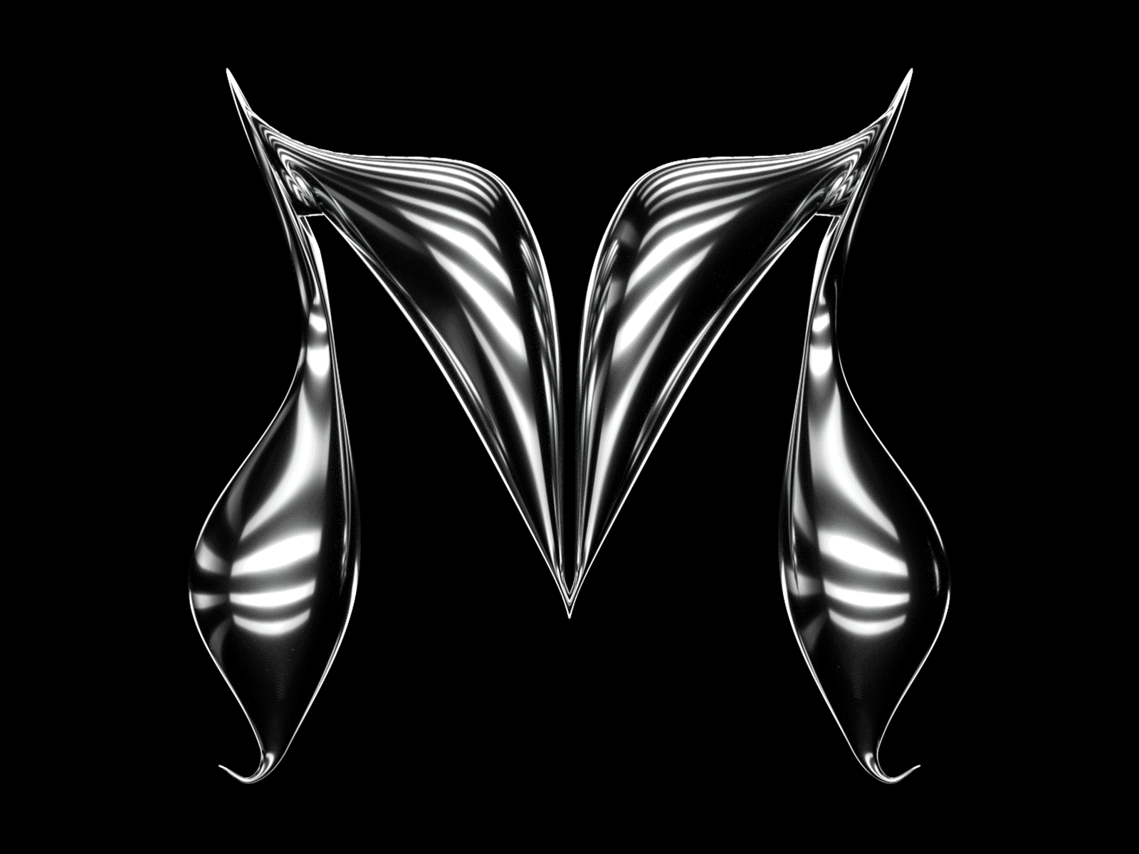 36 Days of Type - M 36dayoftype 36daysoftype 36daysoftype07 3d branding c4d chrome clean design illustration letter lettering metal minimal monochrome redshift typography typography art