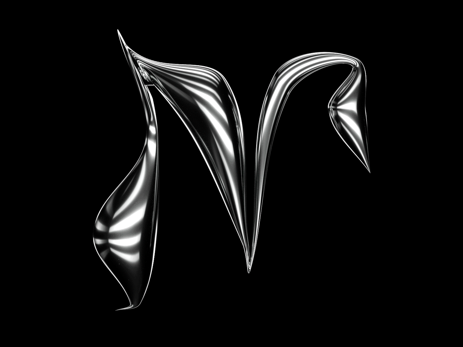 36 Days of Type - N 36dayoftype 36daysoftype 36daysoftype07 3d black c4d chrome clean design iridescent letter logo minimal monochrome pearlescent redshift typography