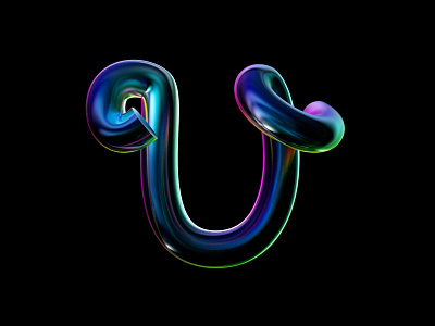 36 Days of Type - U 36 days of type 36dayoftype 36daysoftype 36daysoftype07 3d c4d design illustration iridescent letter logo metal minimal pearlescent redshift type typedesign typography