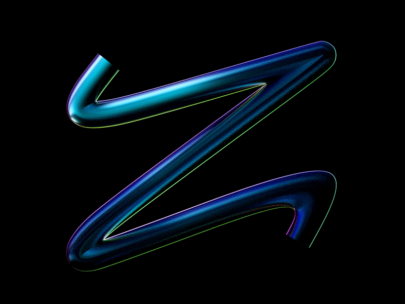 36 Days of Type - Z 36dayoftype 36daysoftype 36daysoftype07 3d c4d chrome clean design iridescent letter logo metal minimal redshift typography