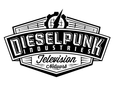 Dieselpunk Industries Television Network Logo dieselpunk gear illustration lighting bolt logo television vintage