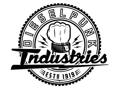 Final Dieselpunk Industries logo dieselpunk illustration retro vintage