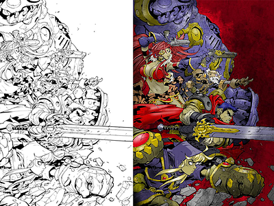 Battle Chasers Coloring Test battle chasers coloring comics illustration joe madureira procreate