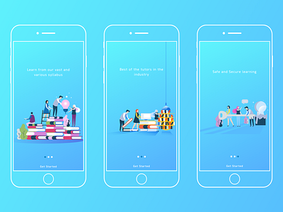 Awesome e-Learning on-boarding app illustration ui ux