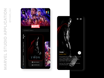 Marvel Comics application concept des: