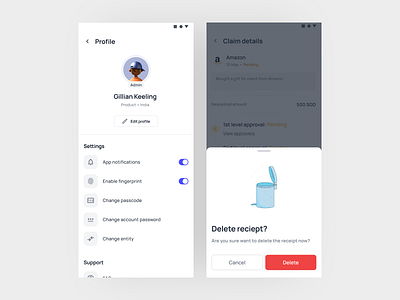 Profile page & Delete confirmation bottom sheet-Mob UI adobexd android branding design figma illustration ui user experience user interface ux